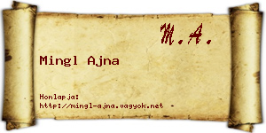 Mingl Ajna névjegykártya